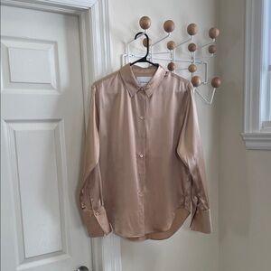 Frame - Classic Silk Button Down Jewel Toned Shirt - Dusty Rose - S